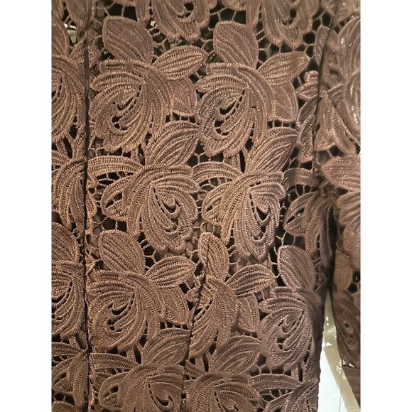 LOFT Lace Dress Womens 6 Purple Floral Overlay 3/4 Sleeve Party Cocktail Plum - Picture 5 of 5